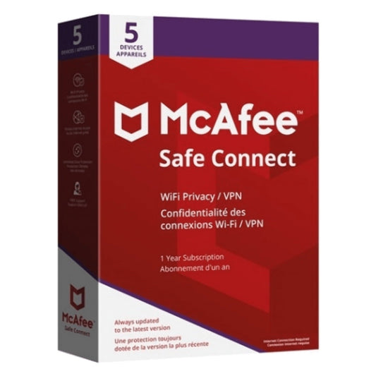 McAfee Safe Connect VPN (1 Year / 5 Devices)